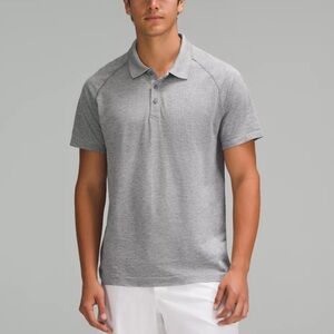 Lululemon Metal Vent Tech Polo Heather Gray Short Sleeve Golf Athleisure Gym-L